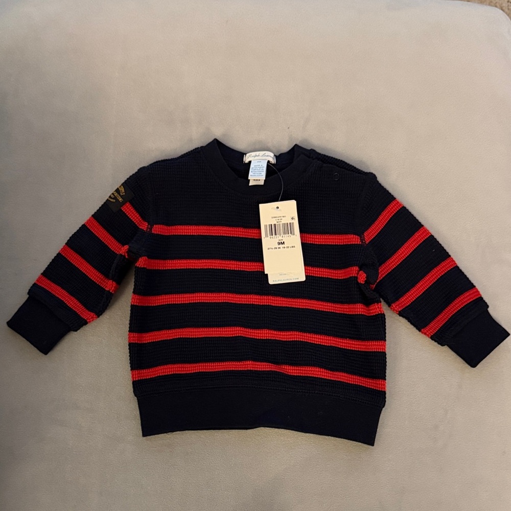 Ralph Lauren Navy and Red Striped Kids Shirt